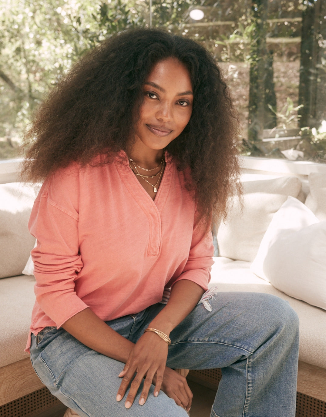 Henley Sunset Top - Melon