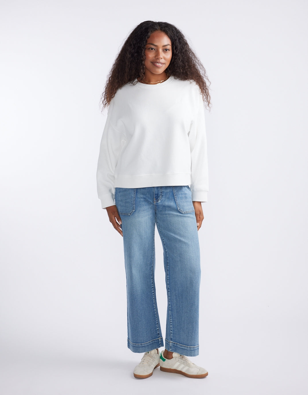 The Monogram Lounger Fleece Crew - White