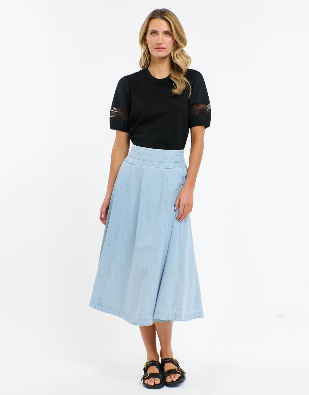 Alex Cotton Sleeve Tee - Black