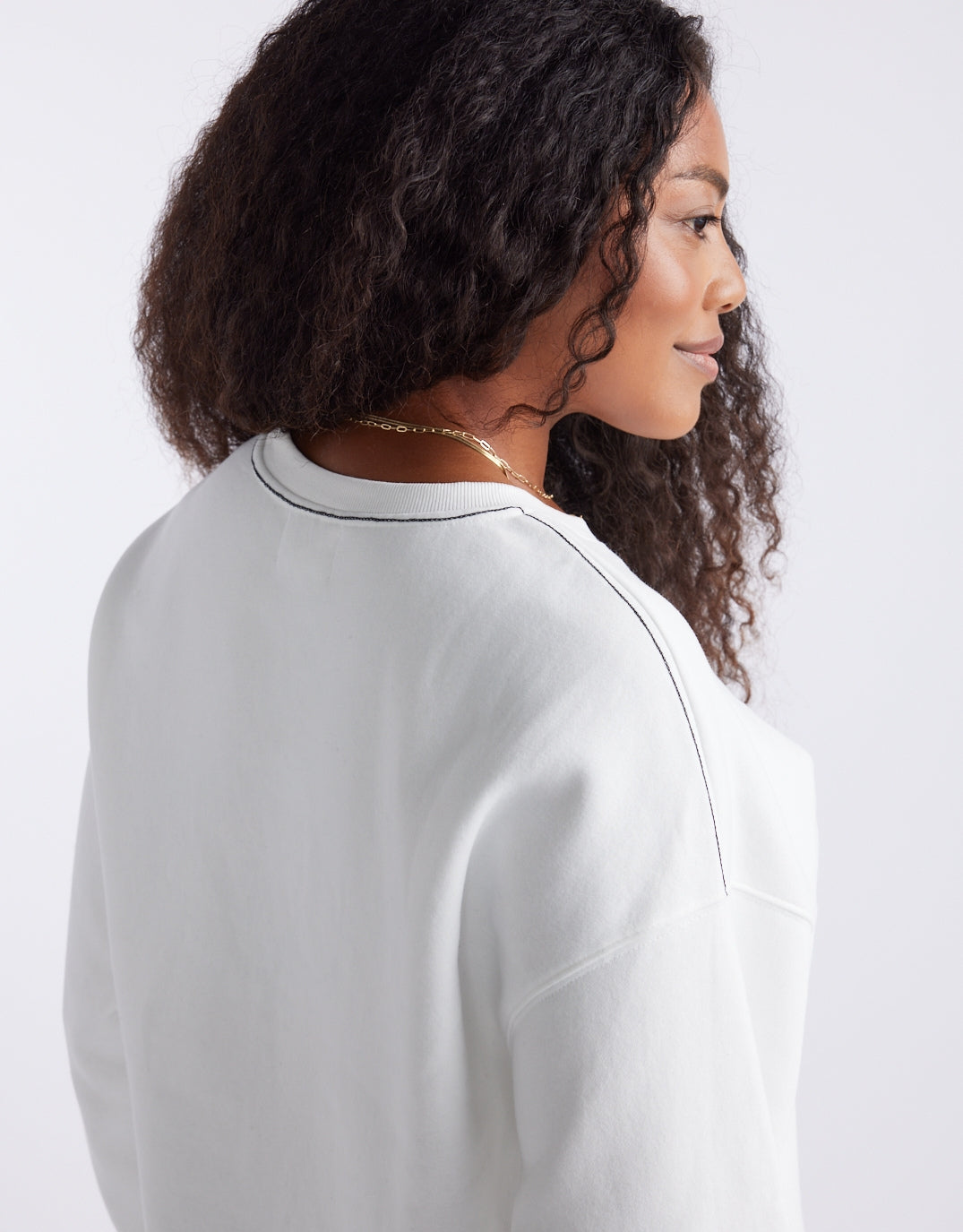 The Monogram Lounger Fleece Crew - White