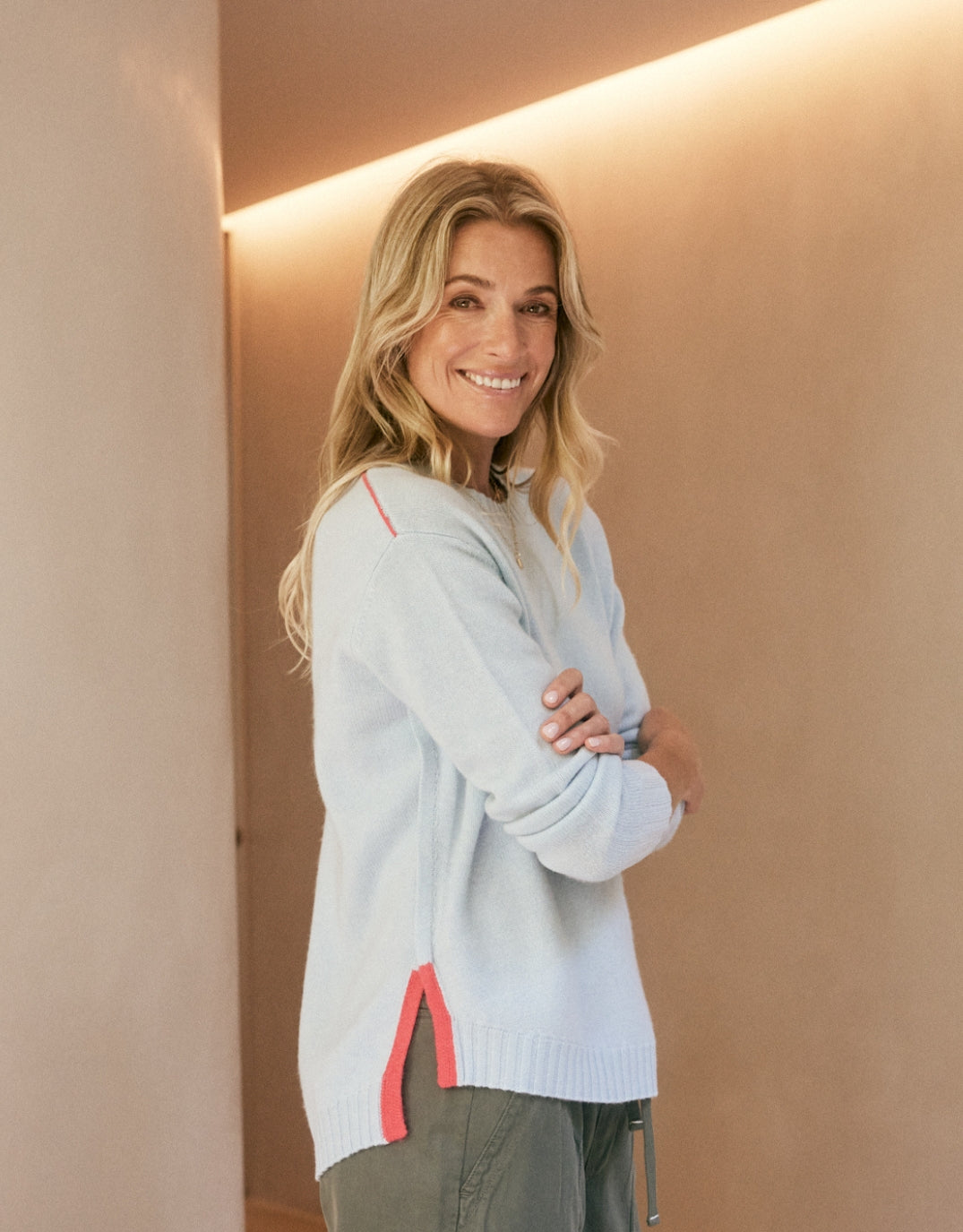 Saint Germain Scoop Hem Knit - Ice Blue