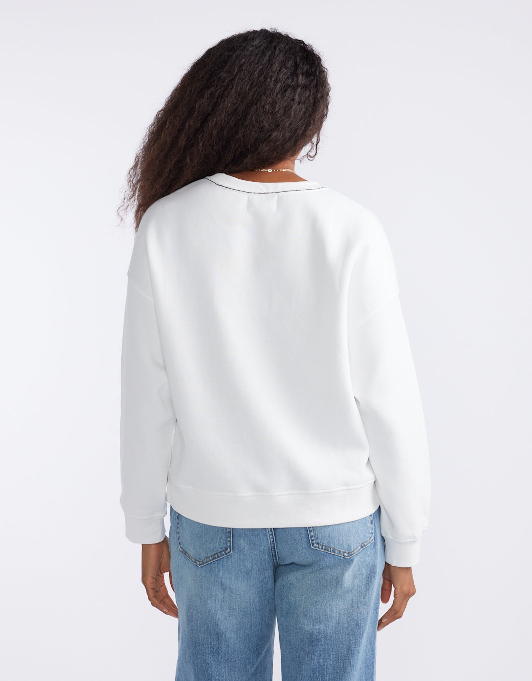 The Monogram Lounger Fleece Crew - White