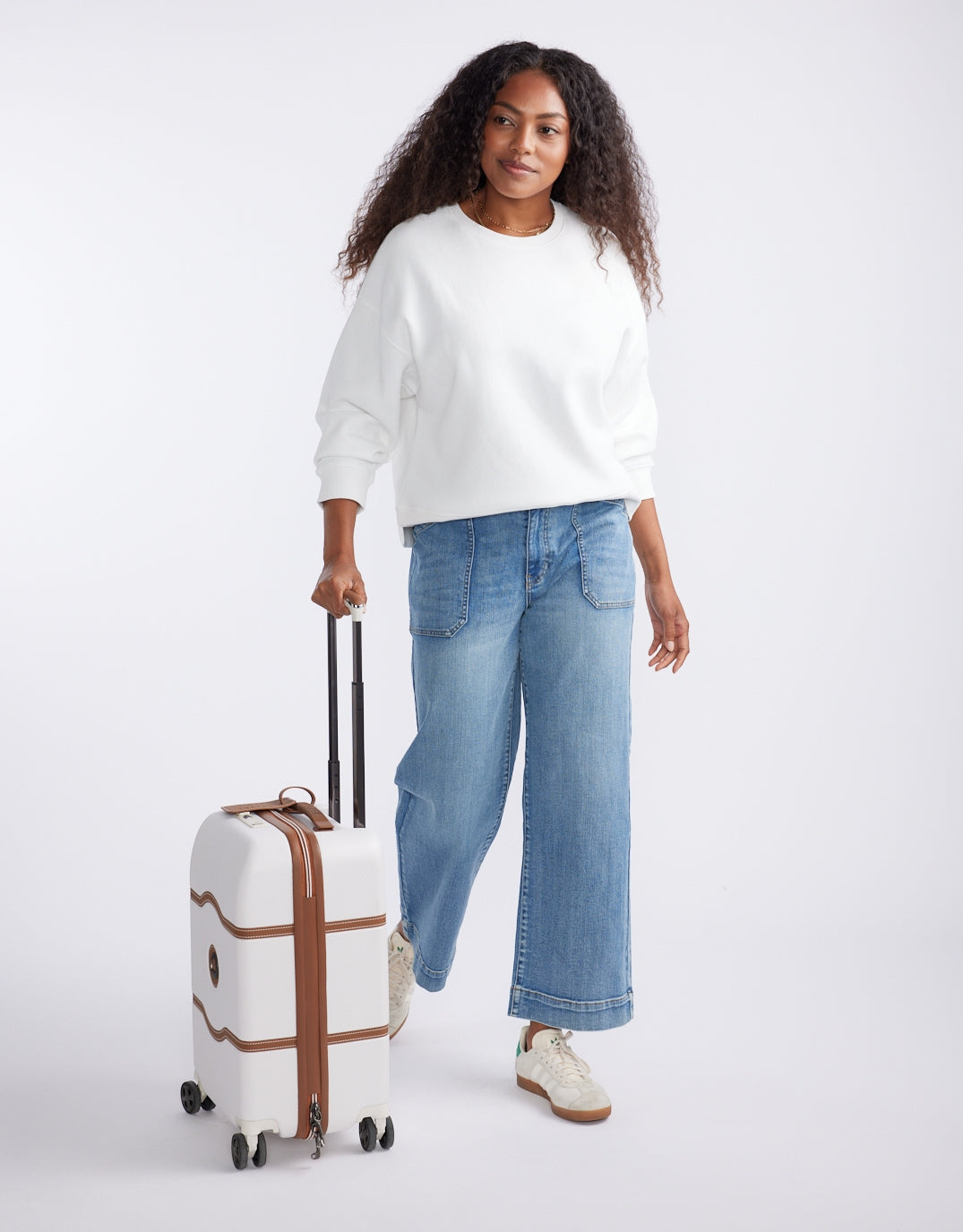 The Monogram Lounger Fleece Crew - White