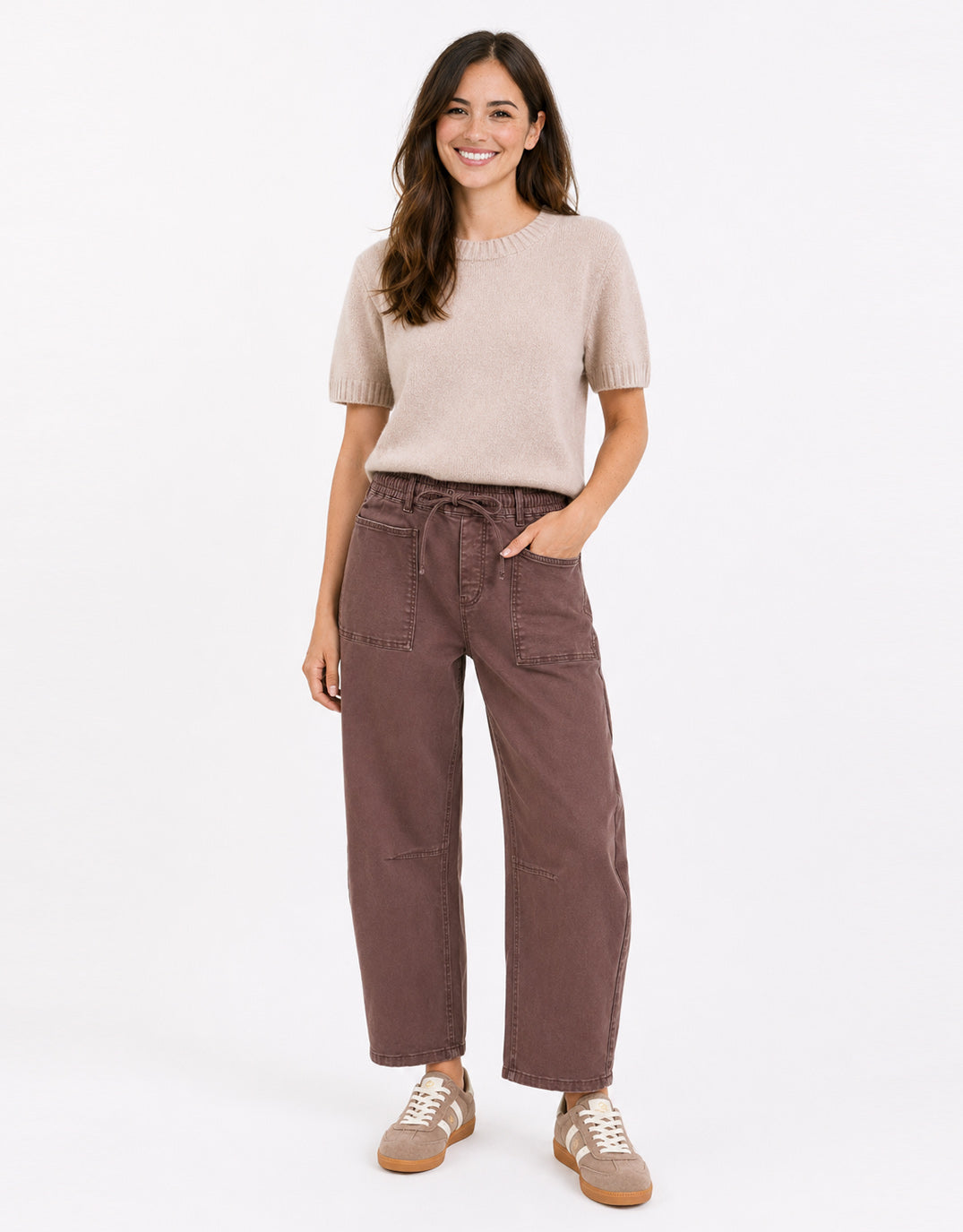 Goddess Wool Cashmere Knit Tee - Oat