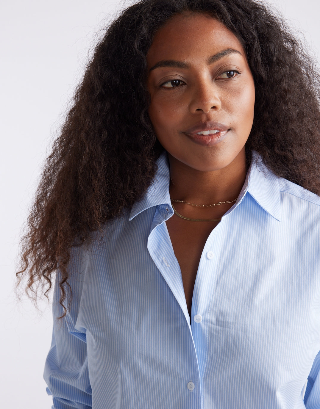 Hayley Classic Shirt - Blue Thin Stripe