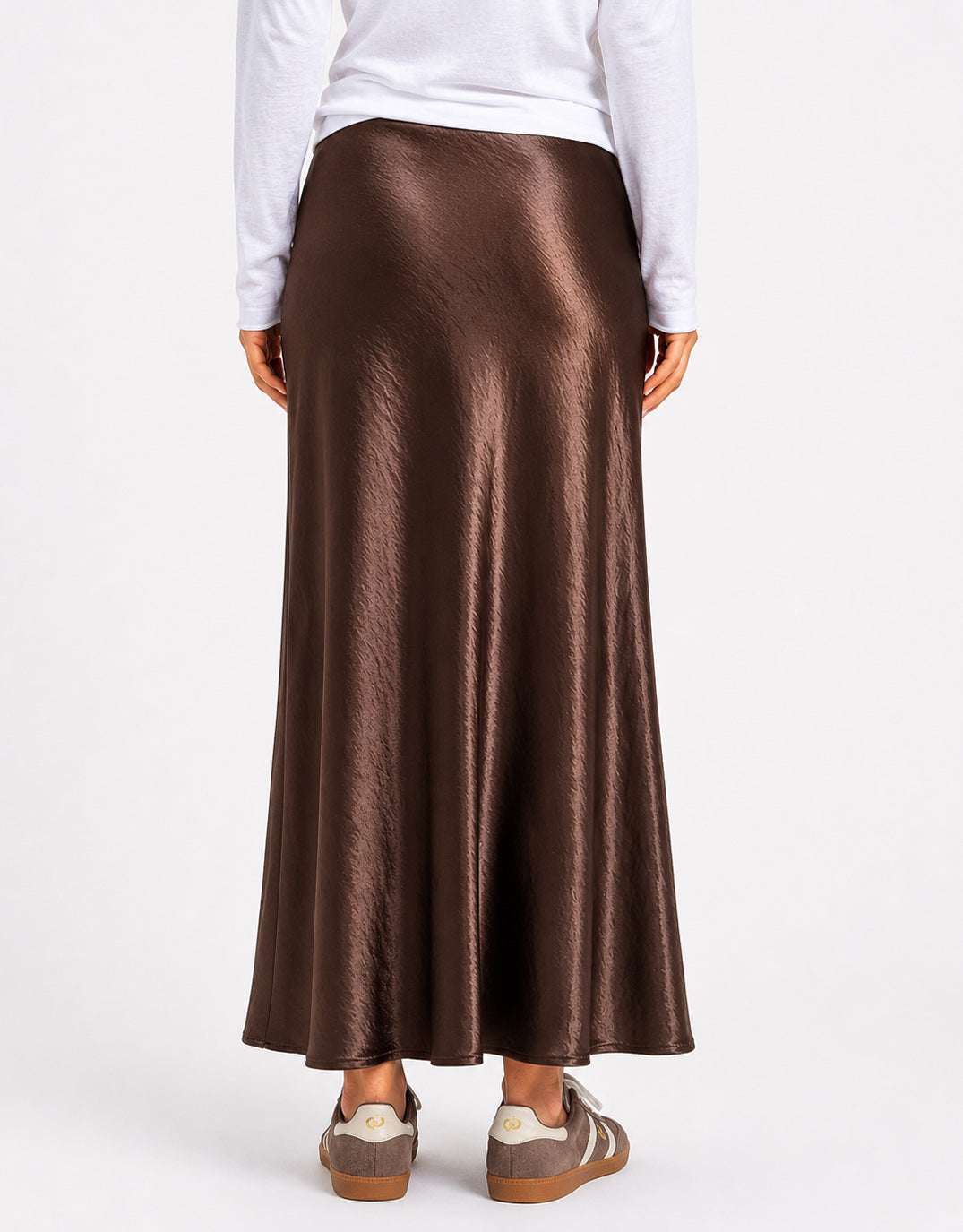 Prodigy Satin Bias Cut Maxi Skirt - Chocolate