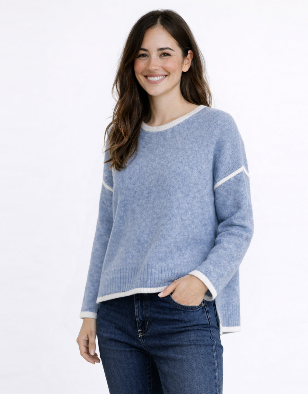 Tori Trim Knit - Blue