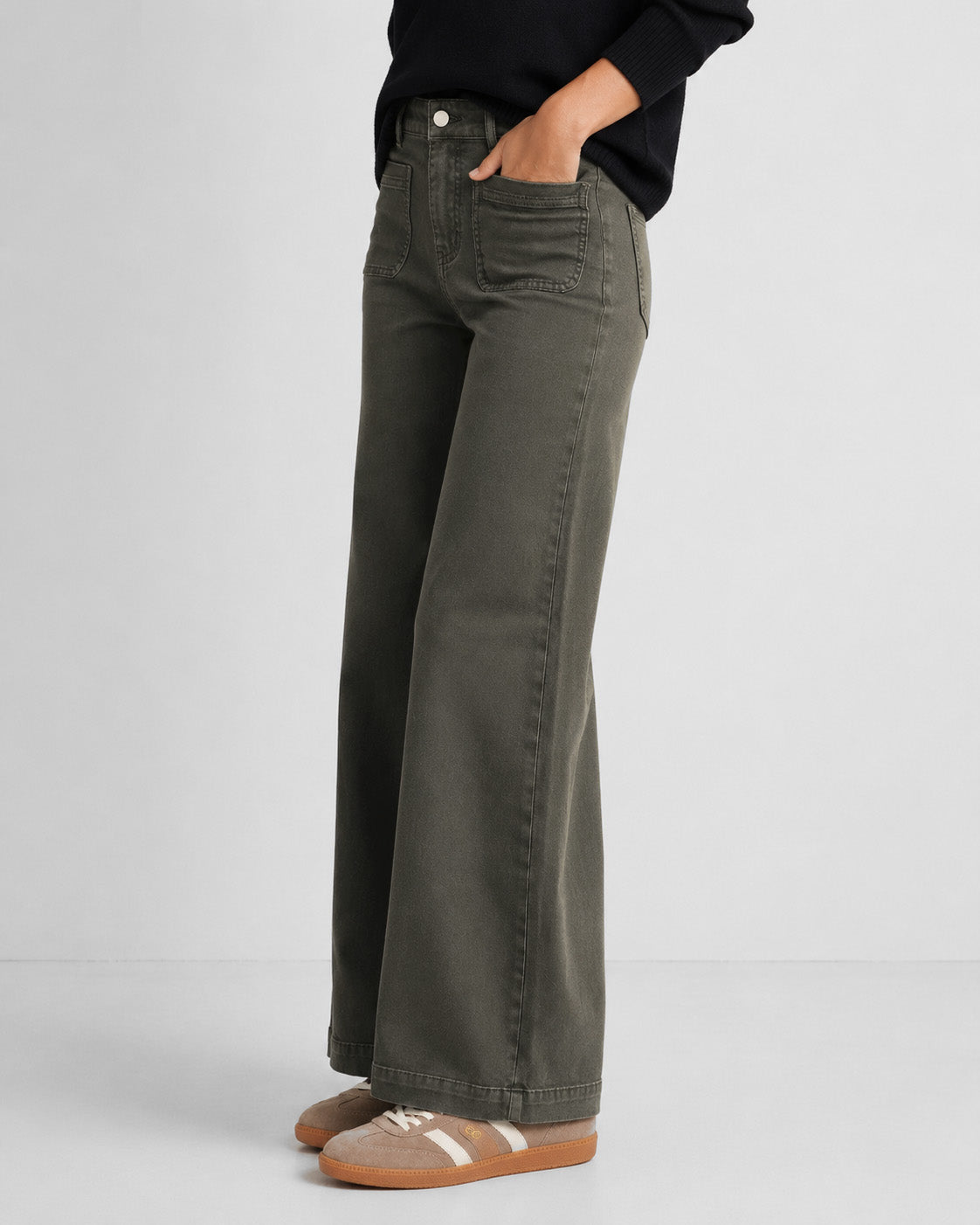 Zoey High Rise Stretch Denim Jean - Dark Khaki