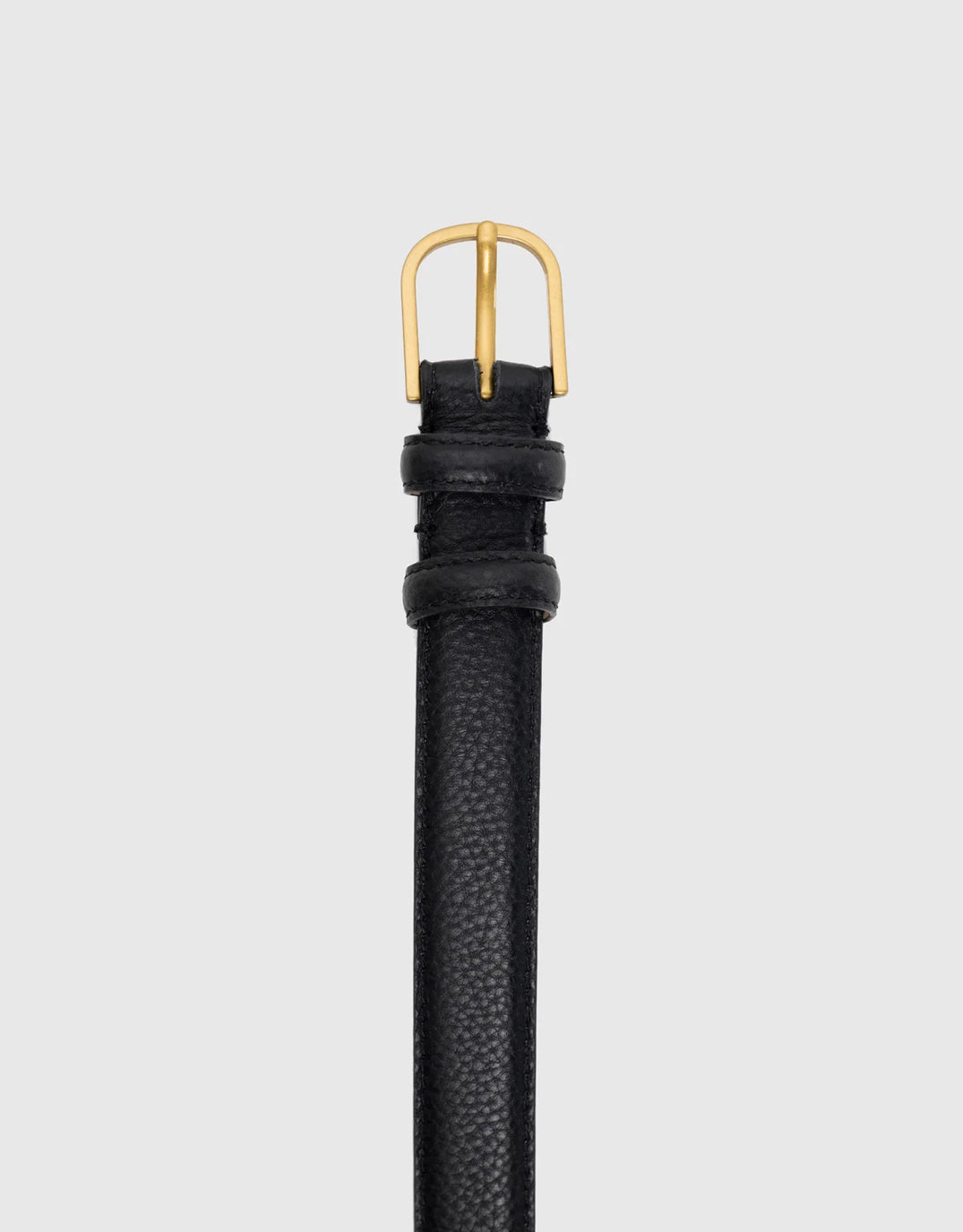 Luna Matte Leather Gold Buckle Belt - Black