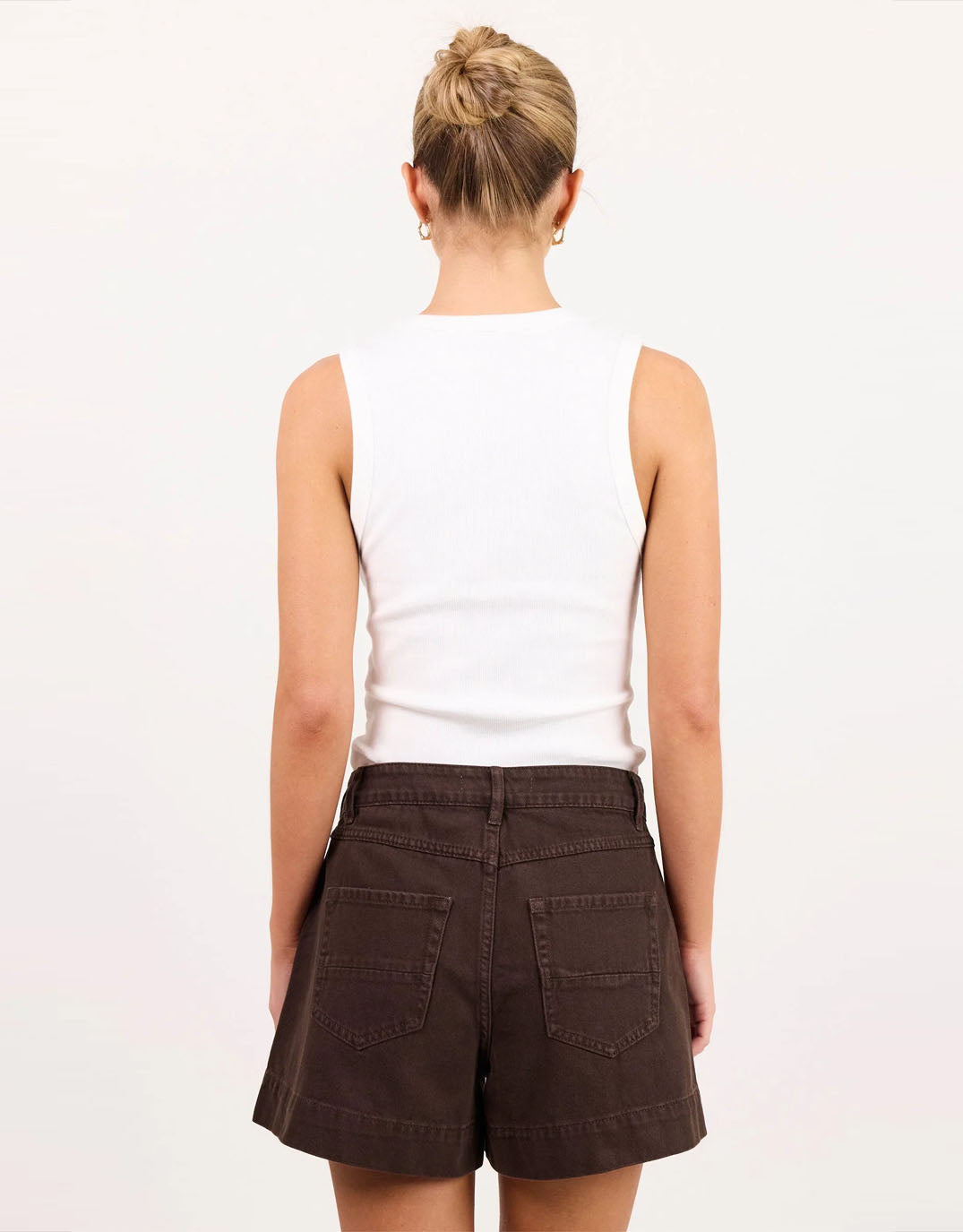 Vale V Neck Rib Tank - White