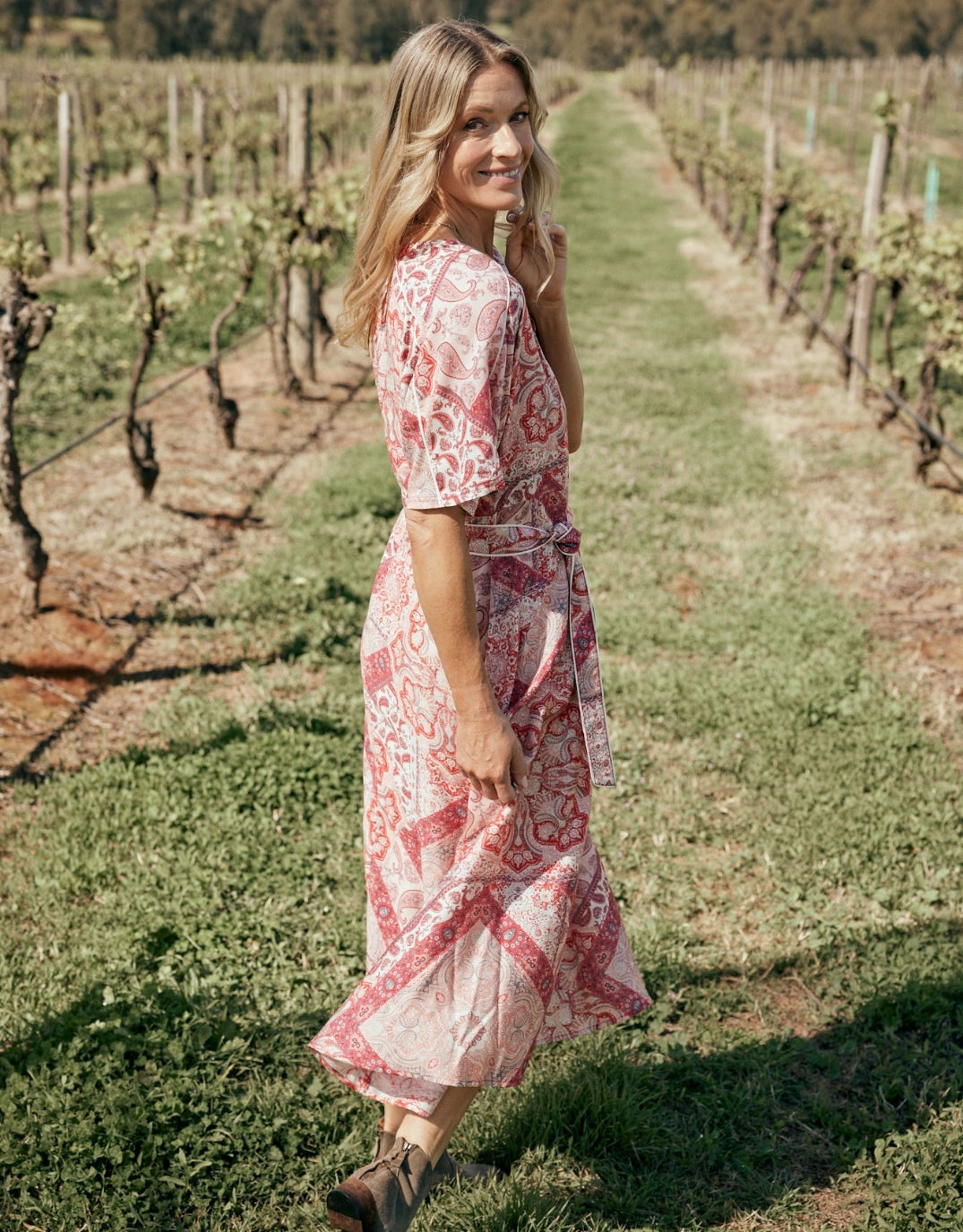 Among The Vines Midi Dress - Sunset Paisley