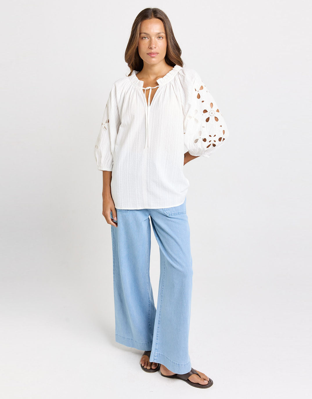 Daisy Broderie Blouse - White