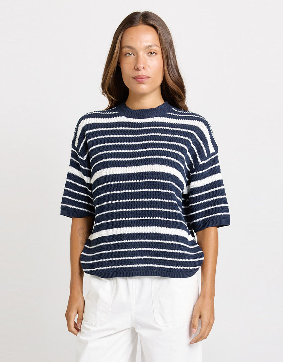 Dylan Knit Tee - Navy/White Stripe