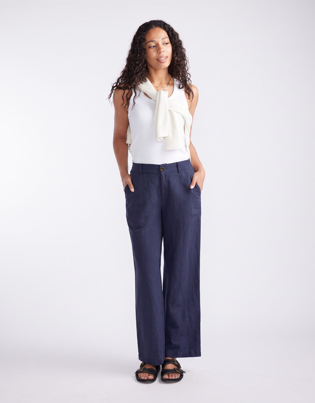Chicago Linen Pant - Navy