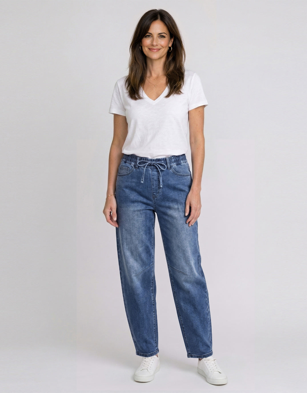 Sienna Barrel Jeans - Mid Blue