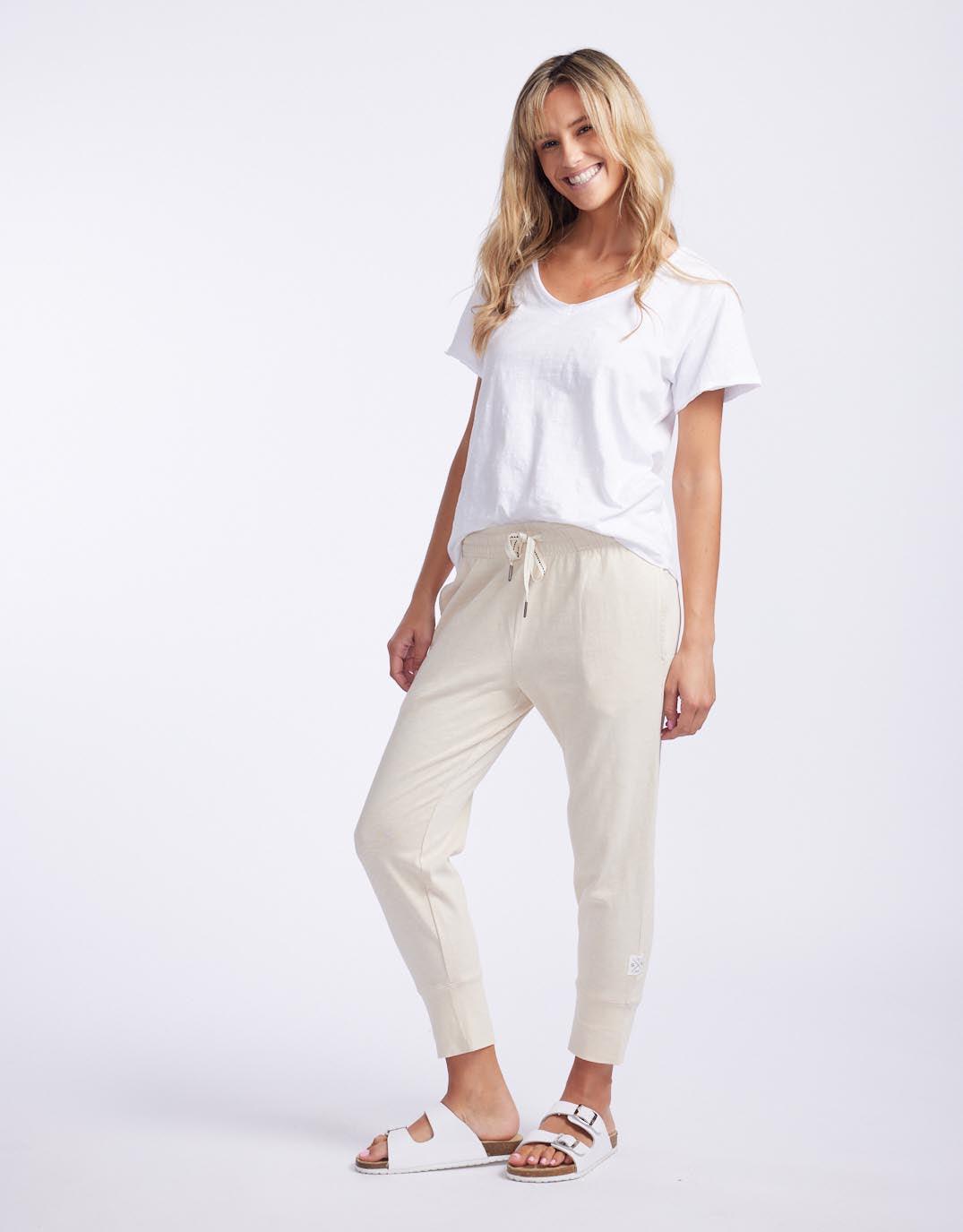 Elm - 3/4 Brunch Pants - Natural - White & Co Living Pants