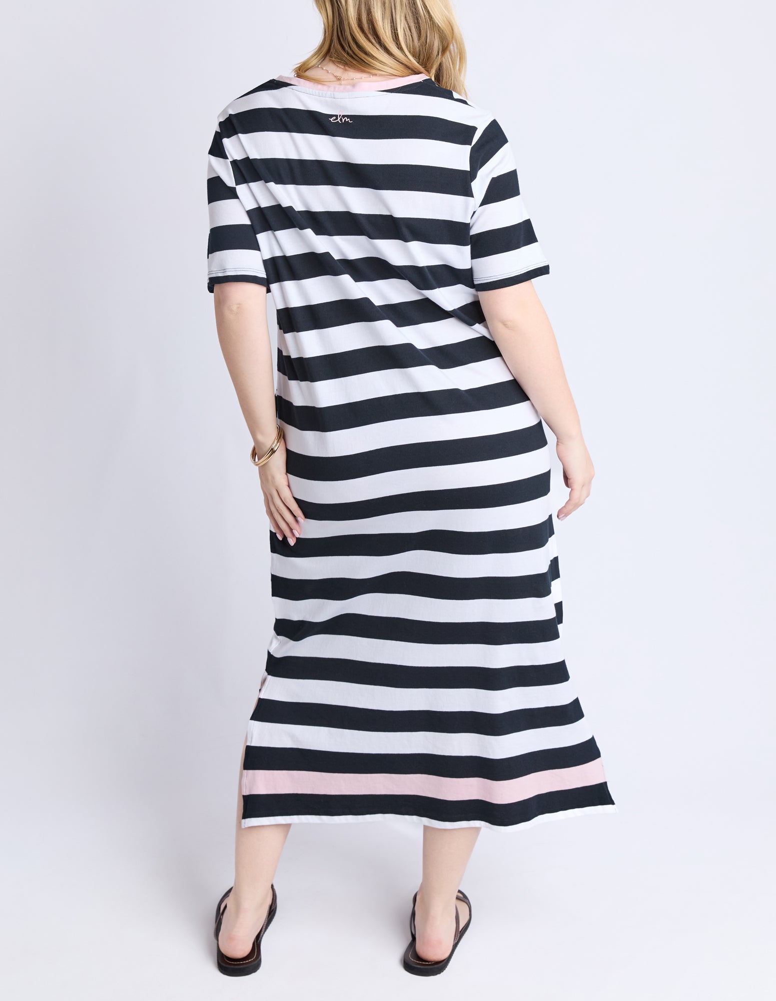 elm-sorrento-dress-black-white-stripe-womens-clothing