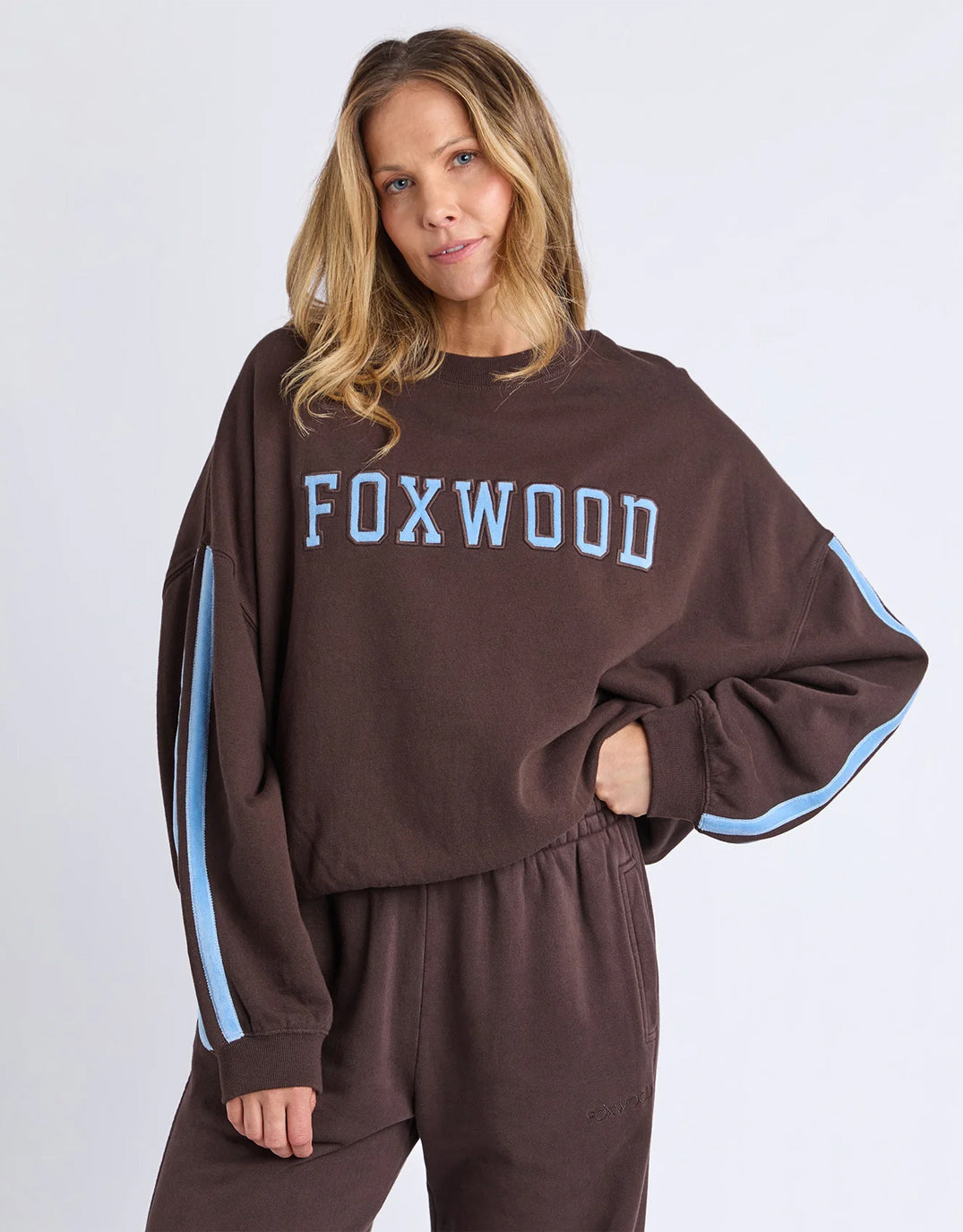 Elevated Sunday Crew - Coffee/Light Blue