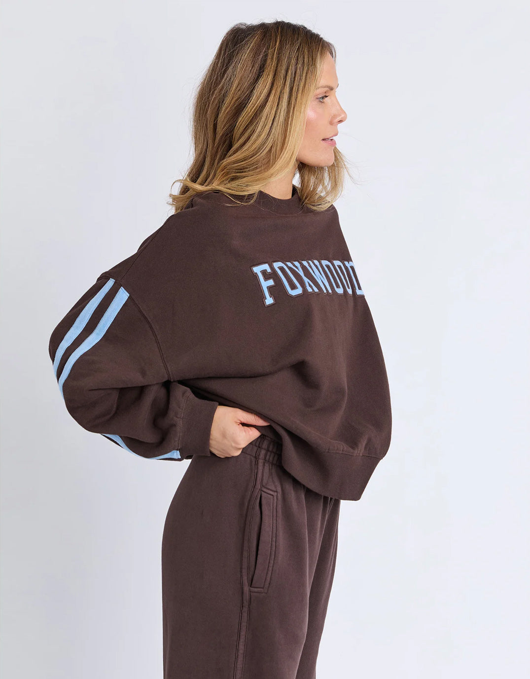 Elevated Sunday Crew - Coffee/Light Blue