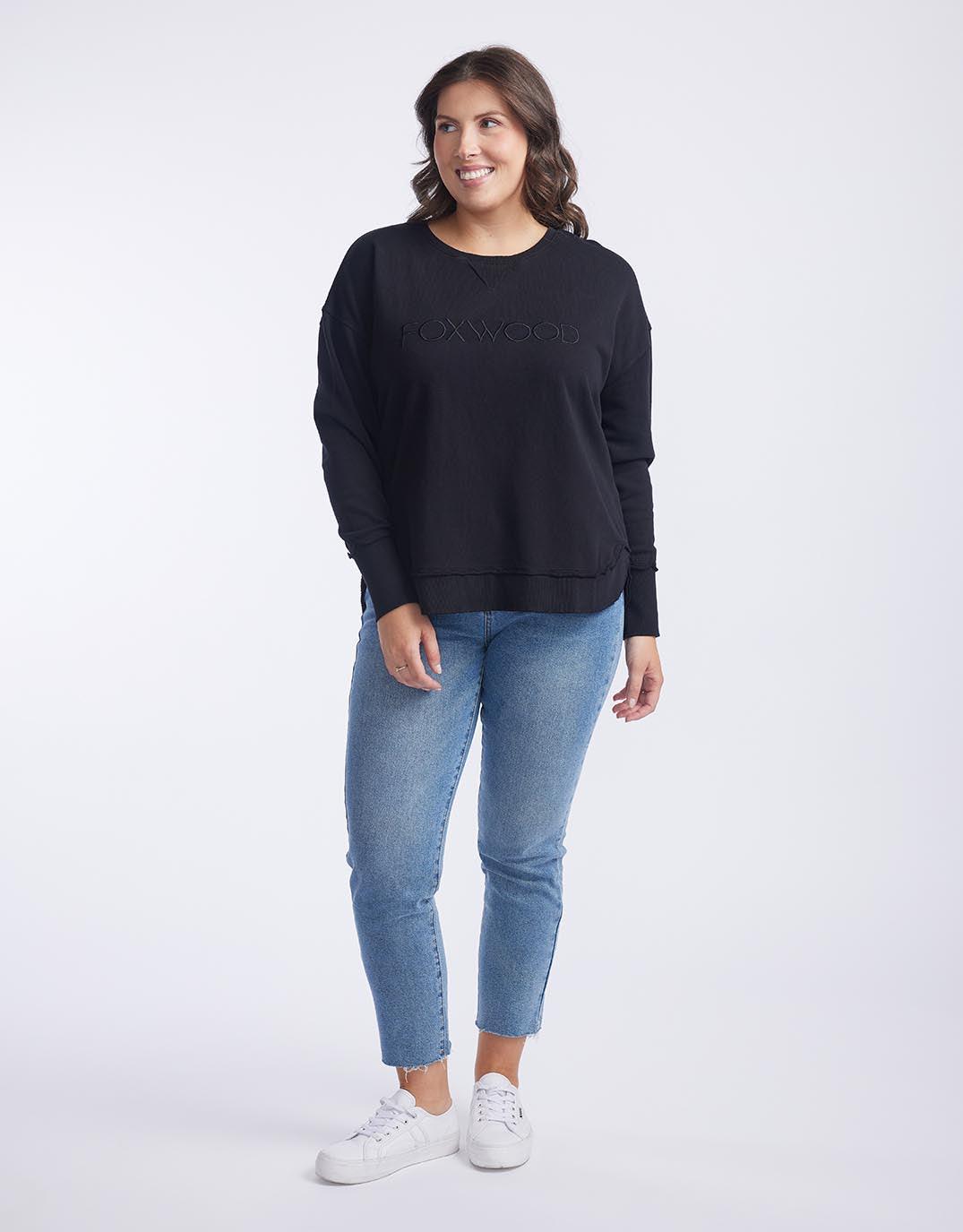 Foxwood - Simplified Crew - Black on Black - White & Co Living Jumpers