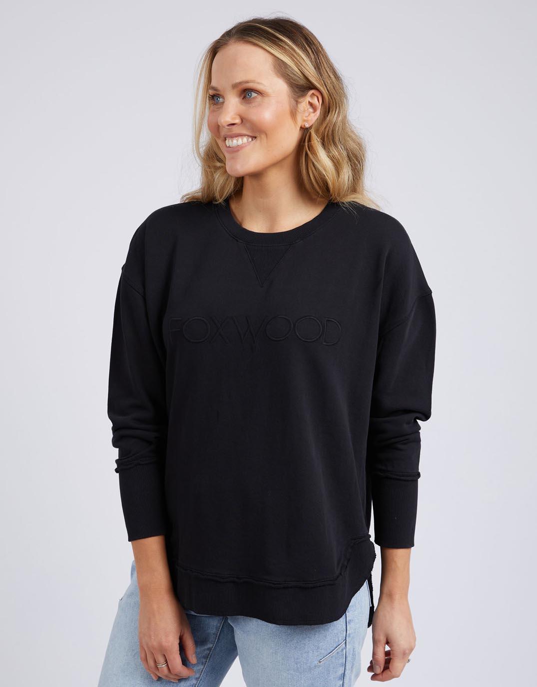 Foxwood - Simplified Crew - Black on Black - White & Co Living Jumpers