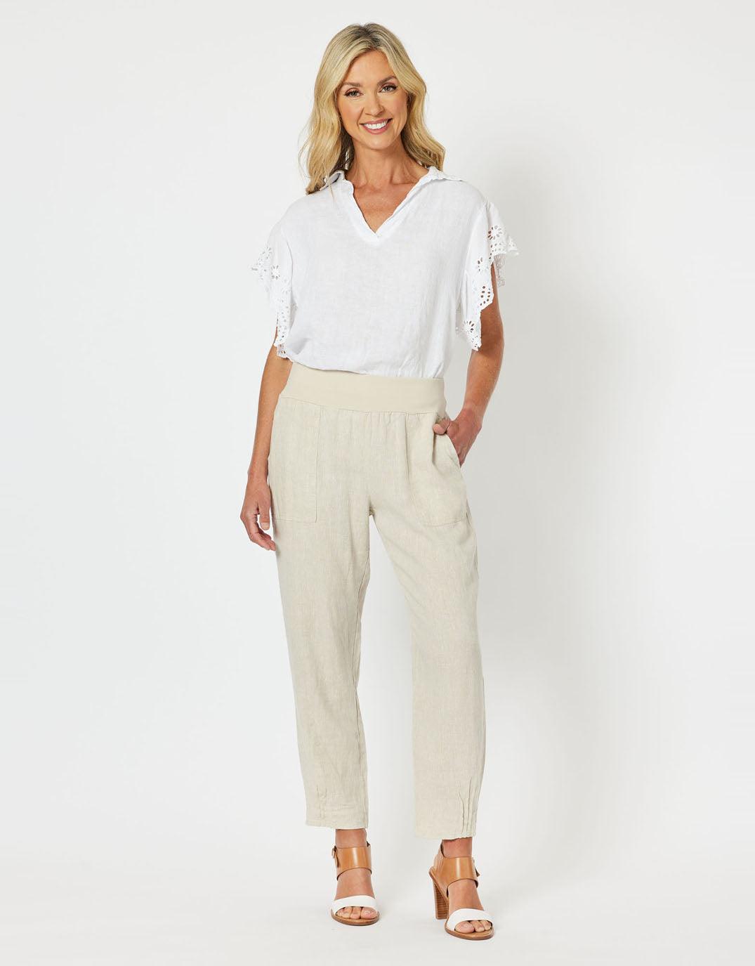 Gordon Smith - Jersey Waist Pant - Natural - White & Co Living Pants
