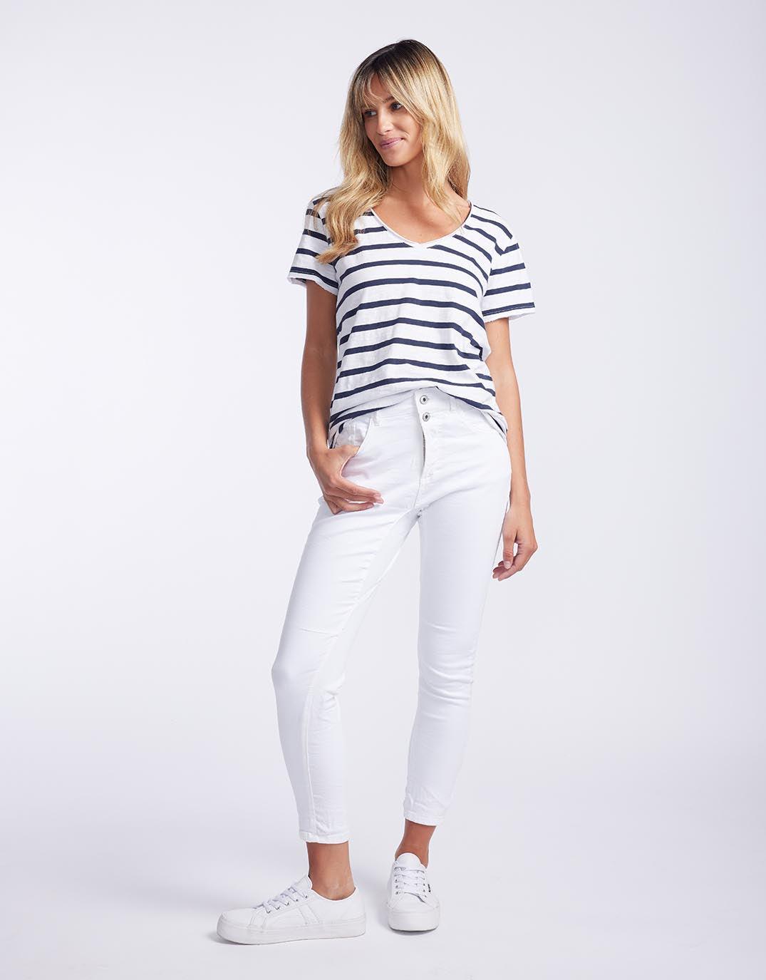 Italian Star - Emma Stretch Jean - White - White & Co Living Jeans
