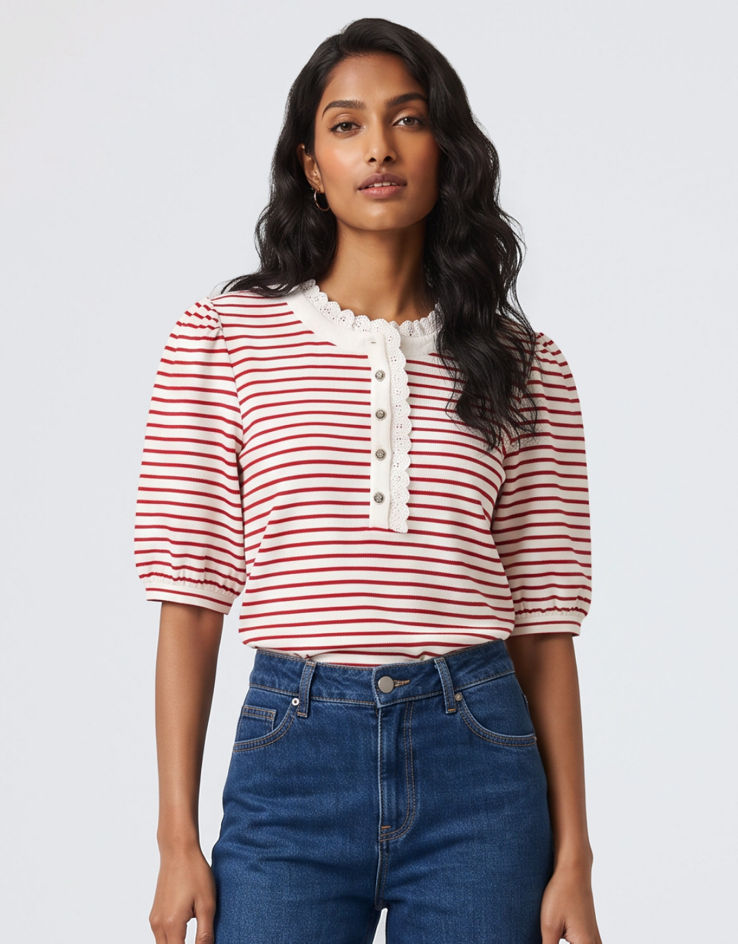 Jacqueline Top - Red/White Stripe