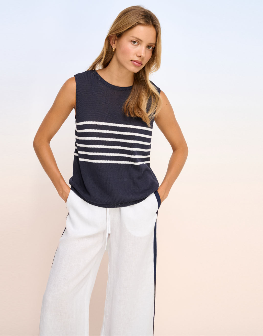 Monaco Pants - White/Navy