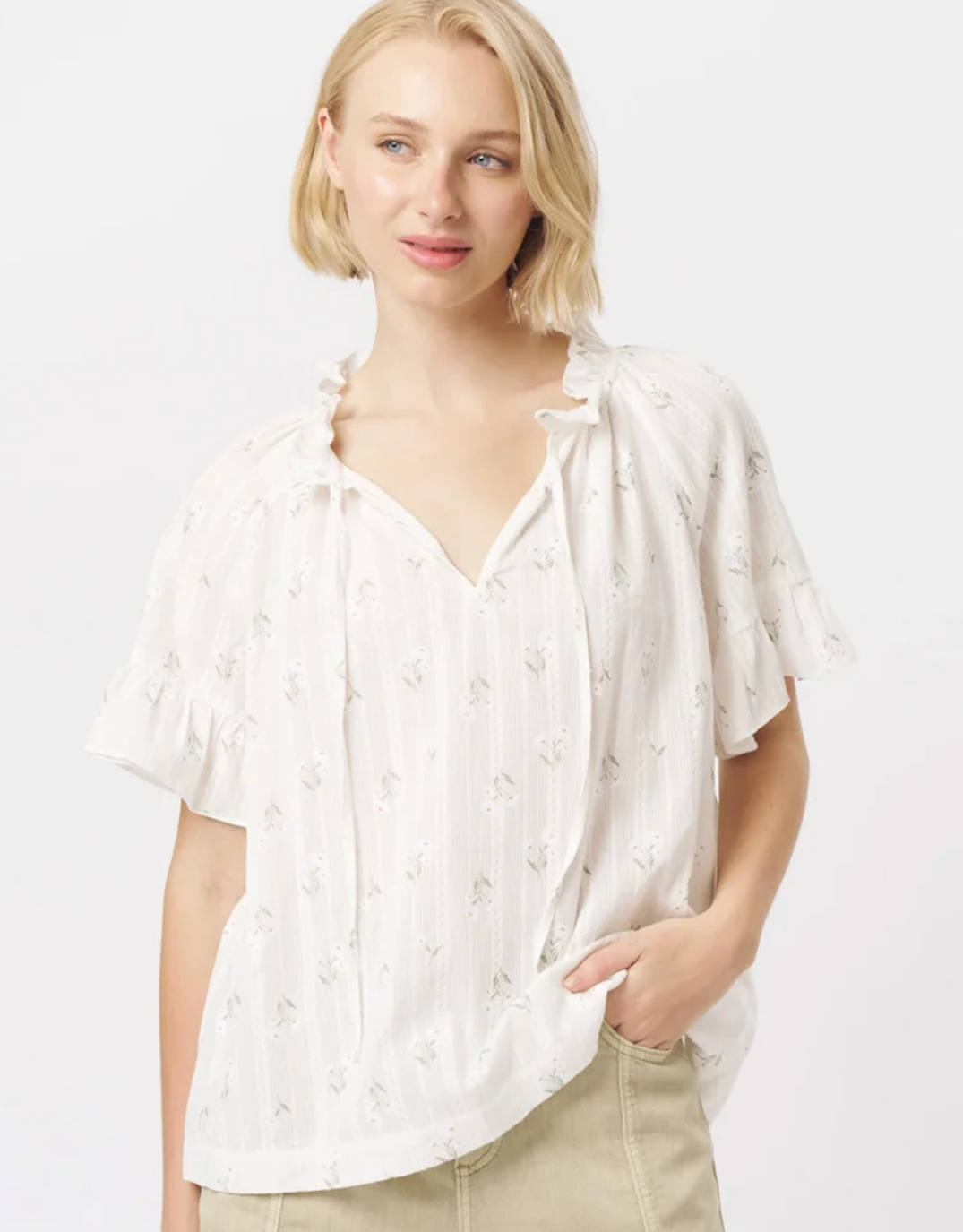 Patricia Shirt - White With Flowers