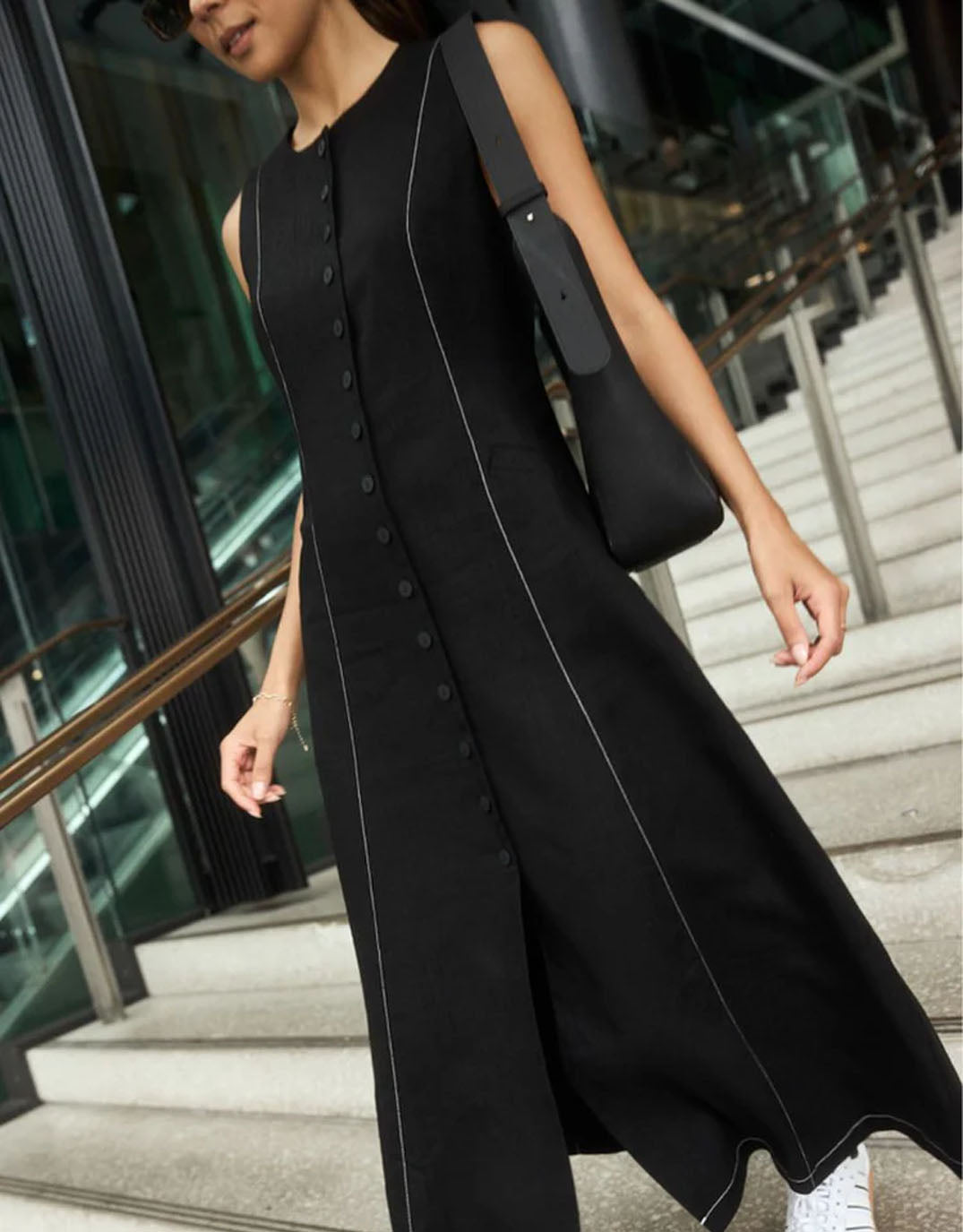 reunion-label-guide-contrast-stitch-maxi-vest-dress-black-womens-clothing