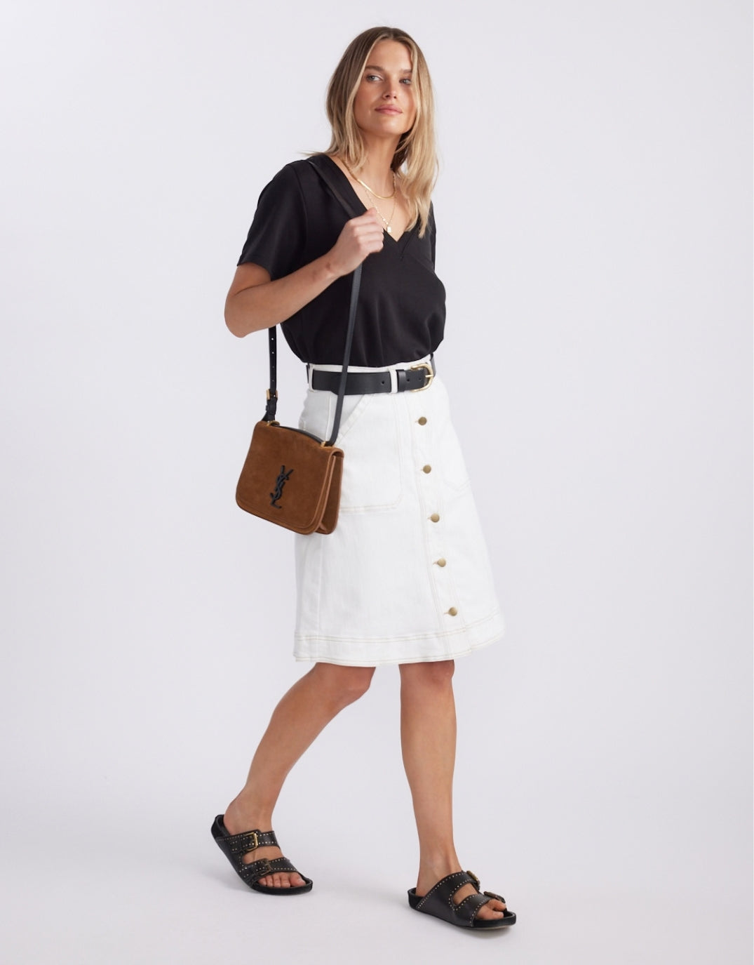 Stevie Denim Skirt - White