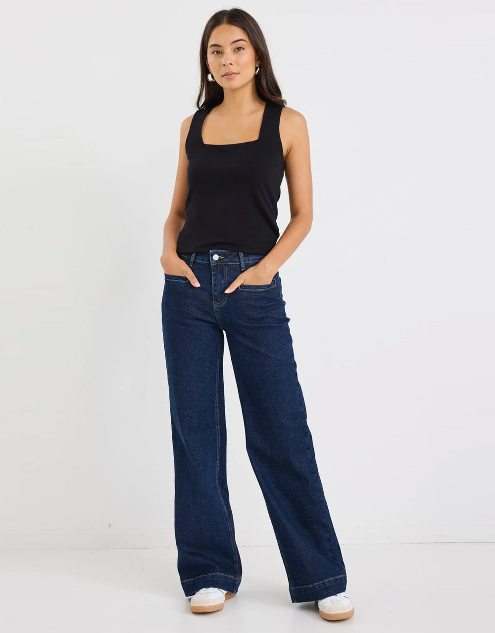 Concert Mid Rise Wide Leg Pocket Jean - Indigo