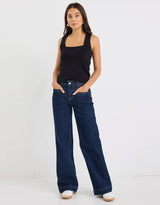 Concert Mid Rise Wide Leg Pocket Jean - Indigo