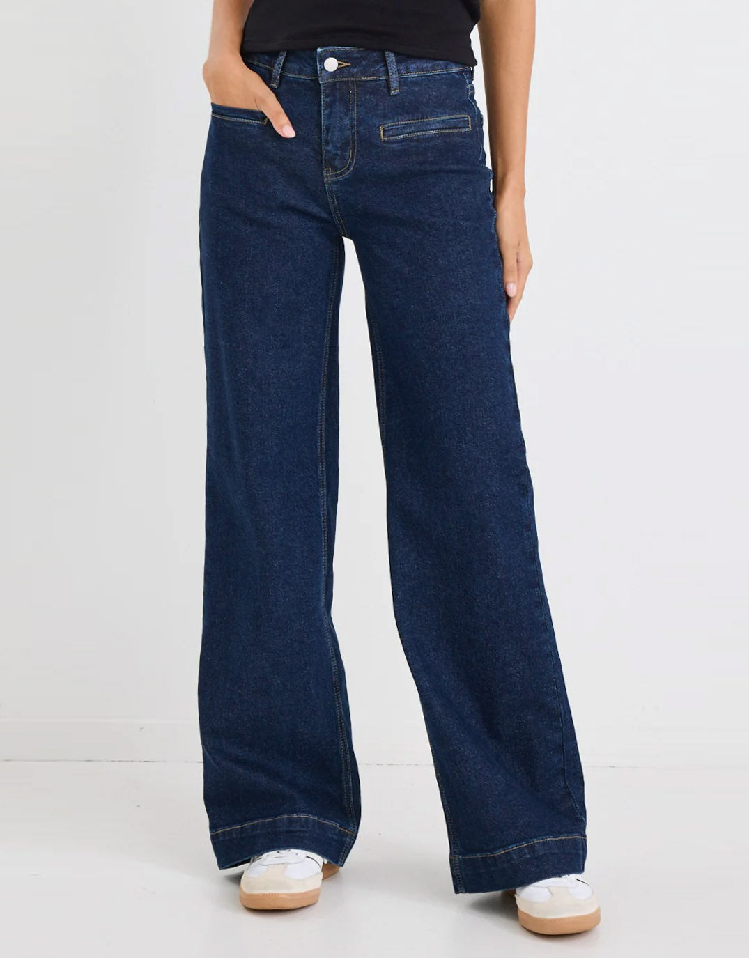 Concert Mid Rise Wide Leg Pocket Jean - Indigo