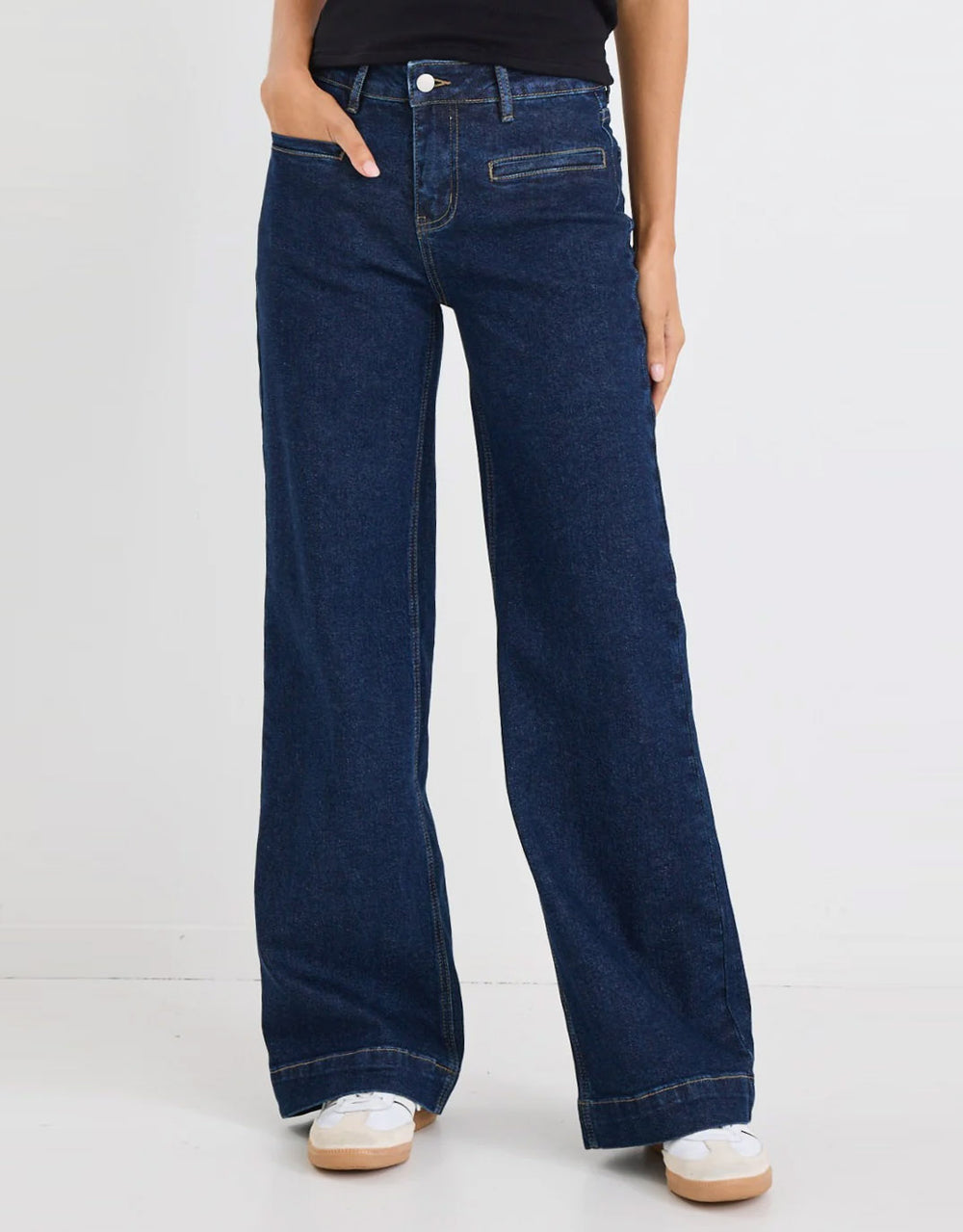 Concert Mid Rise Wide Leg Pocket Jean - Indigo