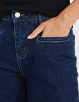 Concert Mid Rise Wide Leg Pocket Jean - Indigo