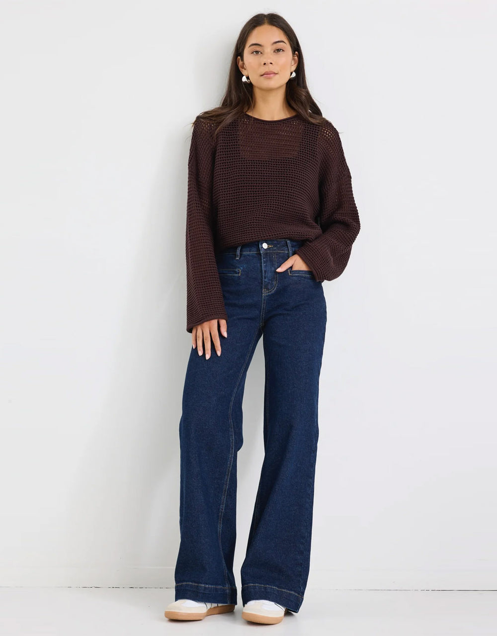 Concert Mid Rise Wide Leg Pocket Jean - Indigo