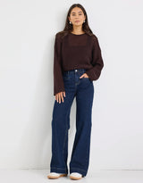 Concert Mid Rise Wide Leg Pocket Jean - Indigo