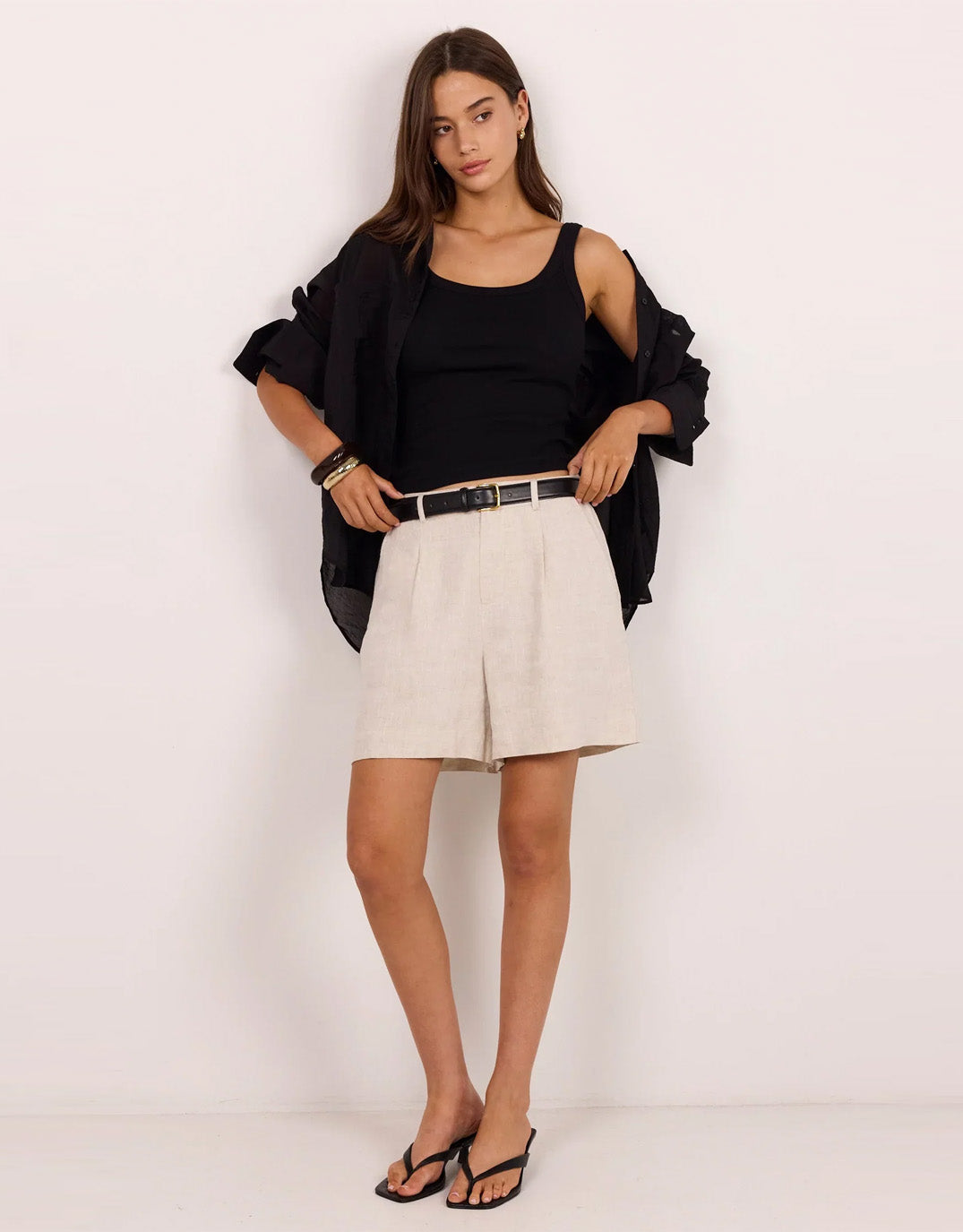 Literal Linen Pleat front Shorts - Natural