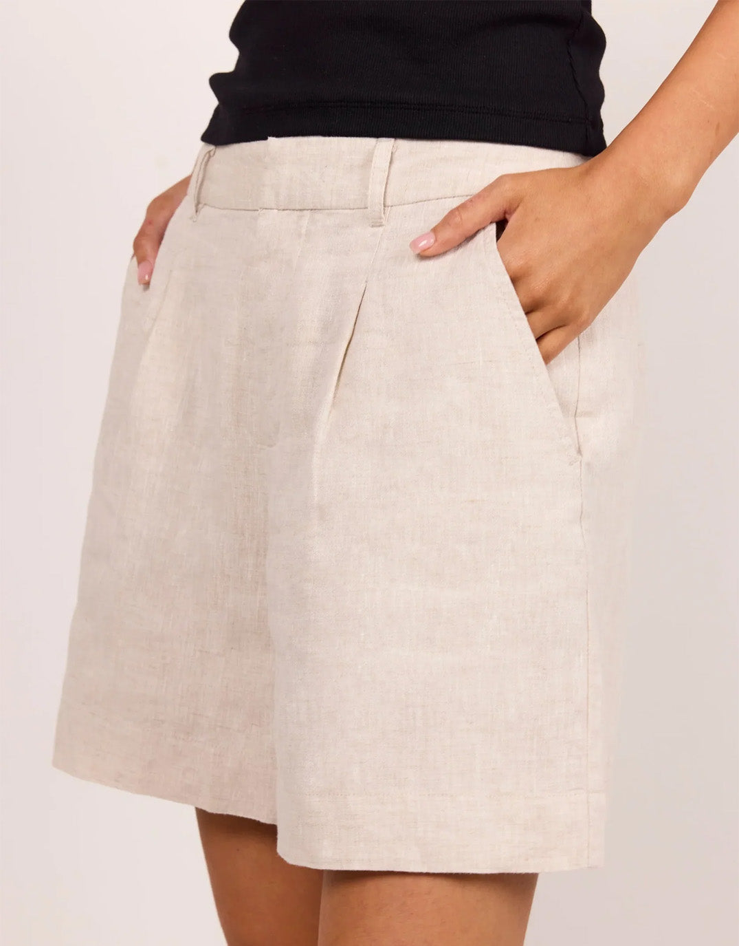 Literal Linen Pleat front Shorts - Natural