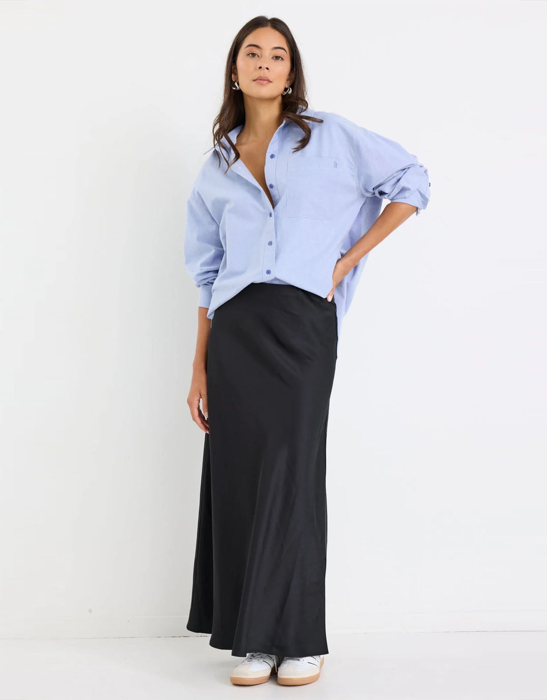 Prodigy Satin Bias Maxi Skirt - Black