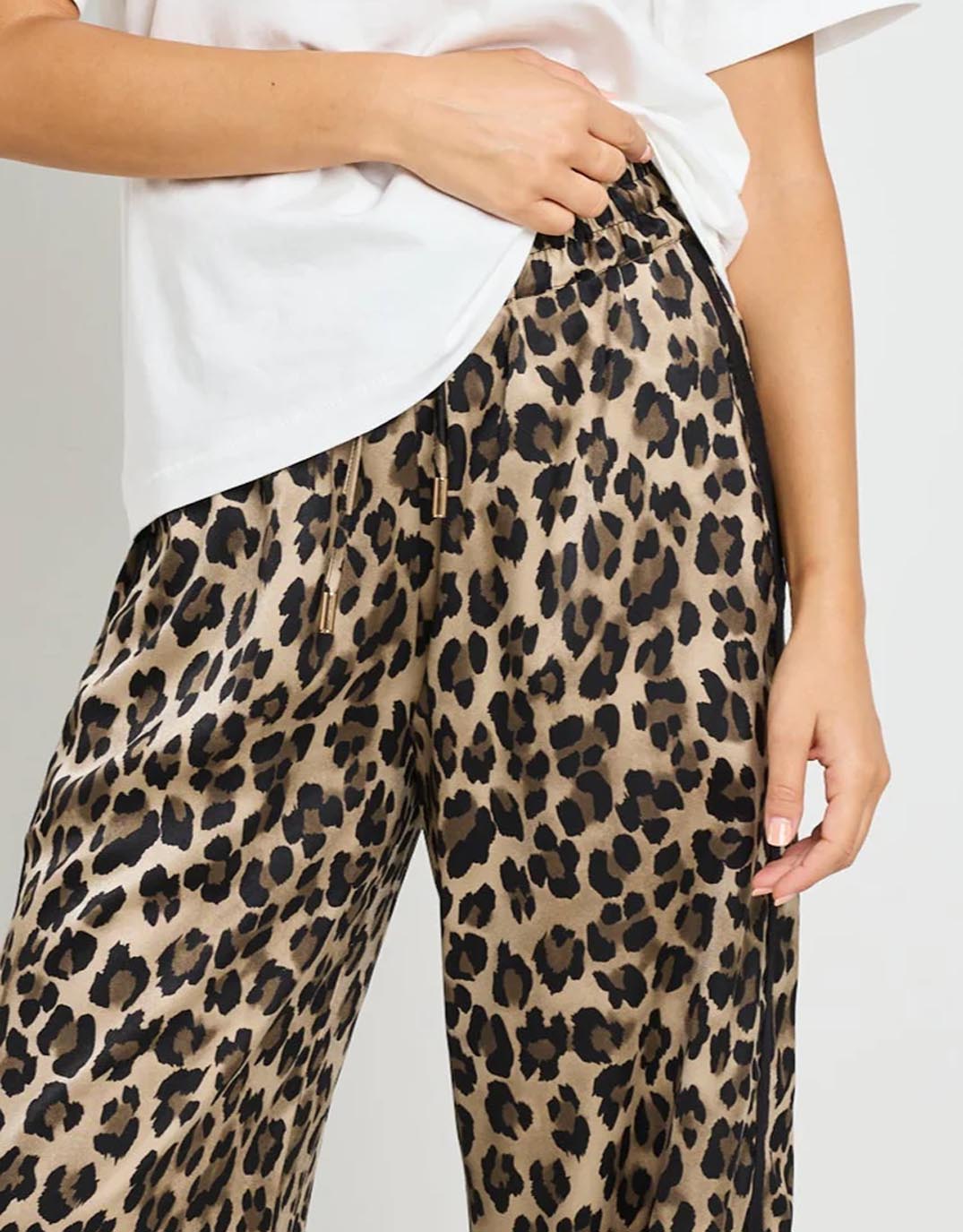 Townie Tape Side Elastic Waist Pant - Animal Satin