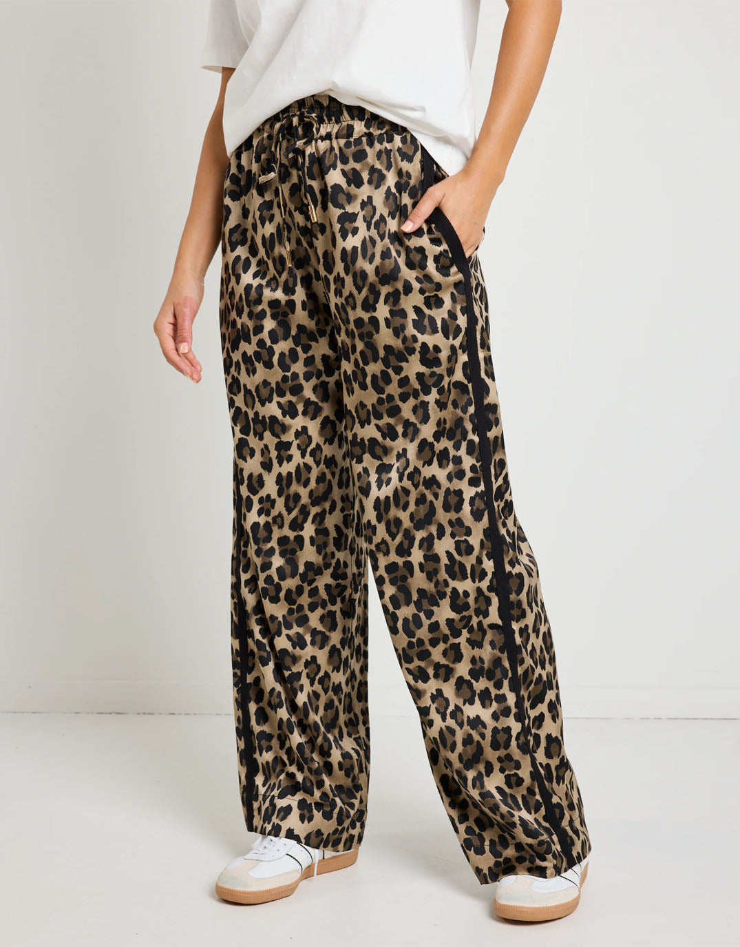 Townie Tape Side Elastic Waist Pant - Animal Satin