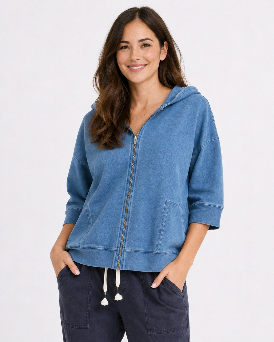 Tessa Denim Look Hoodie - Blue