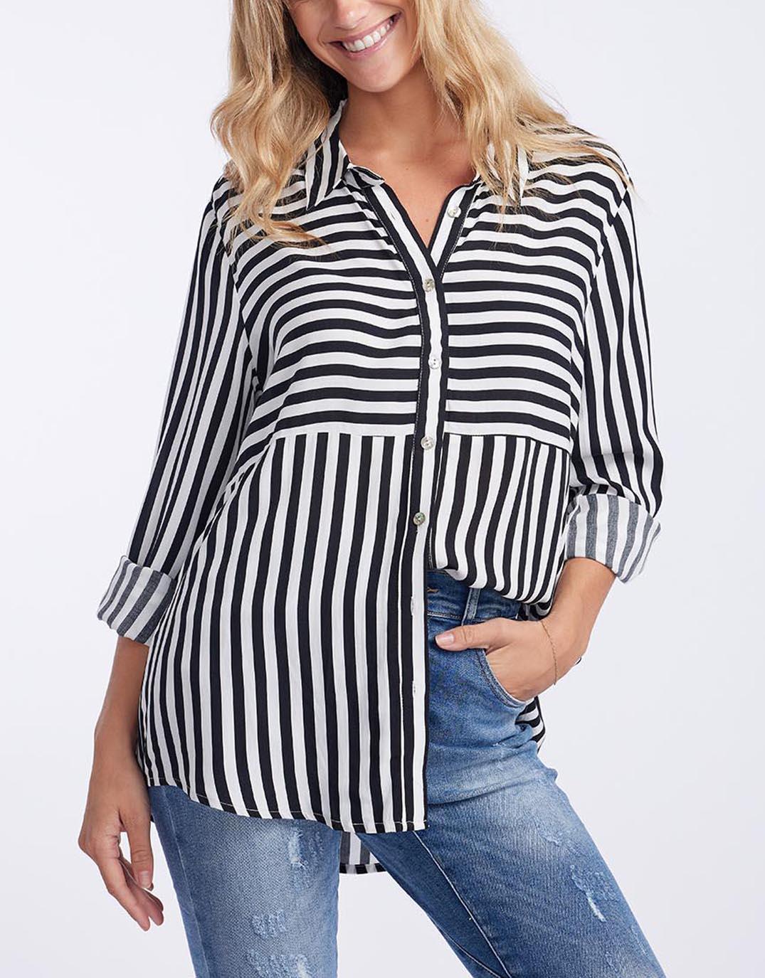 Black and white 2025 striped shirt nz