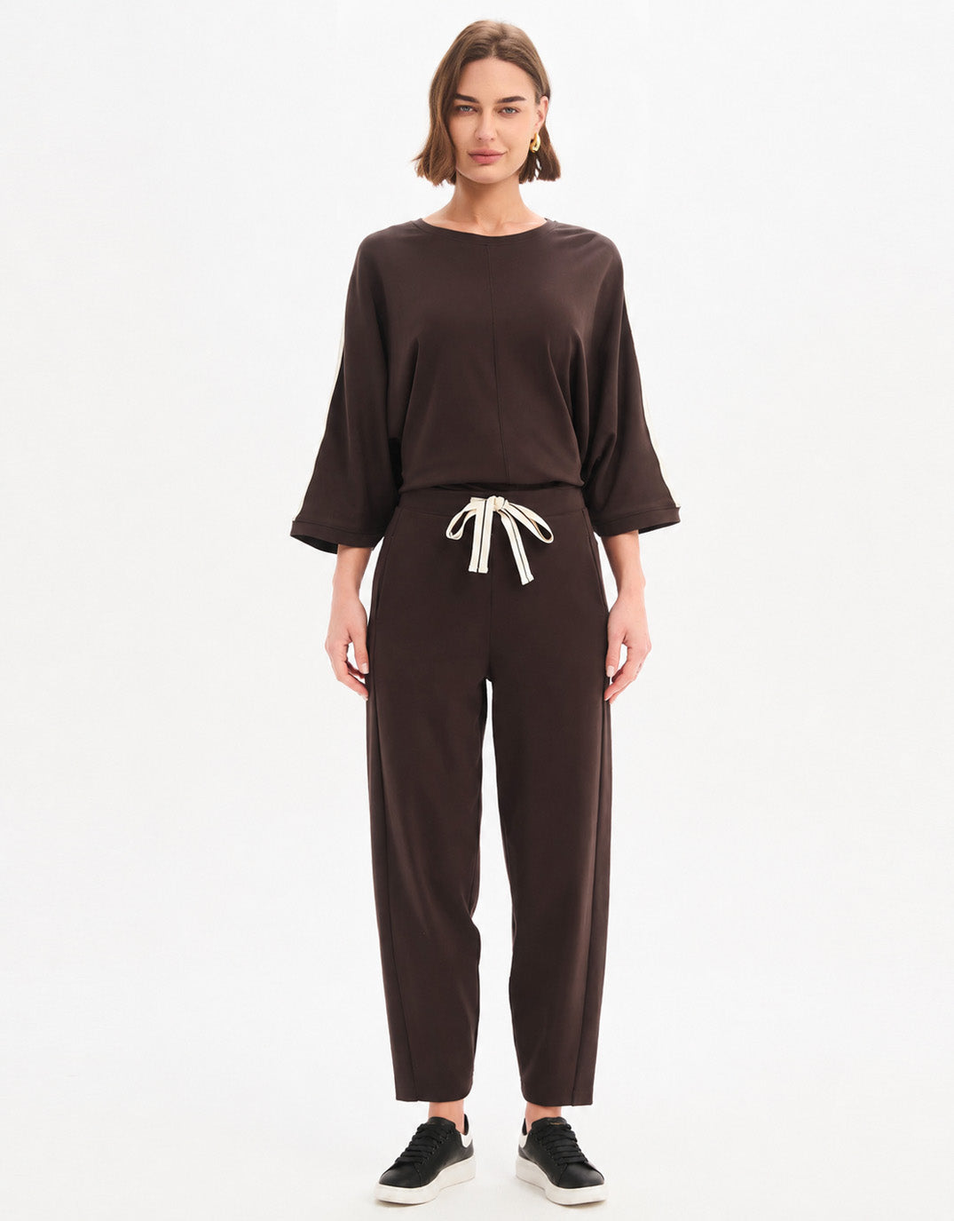 Barrel Leg Lounge Pant - Chocolate / Cream Stripe