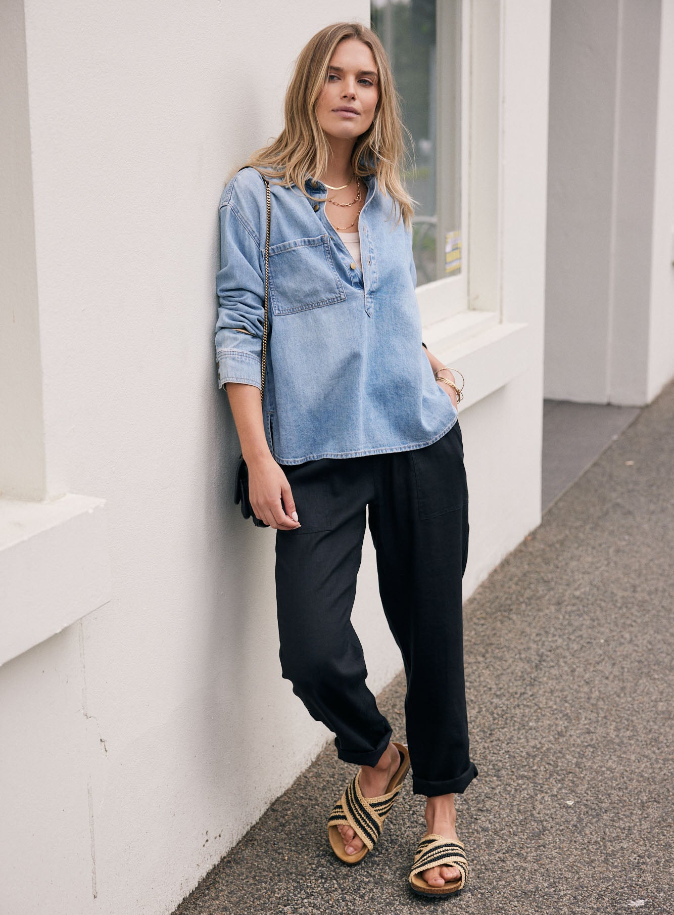 Henley Claudia Shirt - Mid Wash