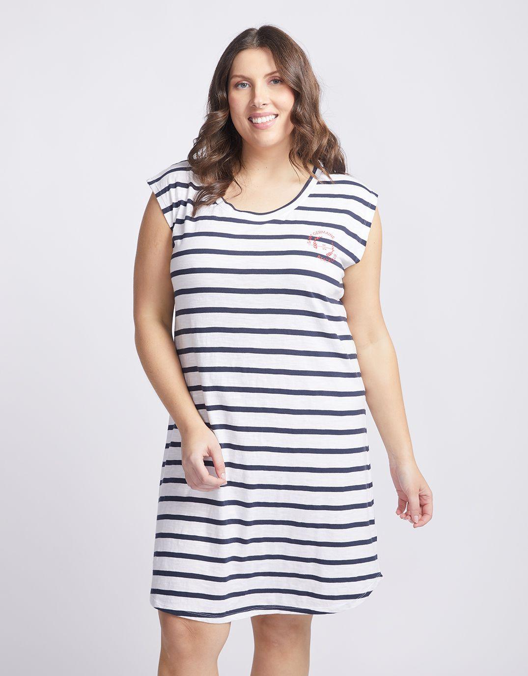 White & Co. - Beach Club Dress - White/Navy Stripe - White & Co Living Dresses