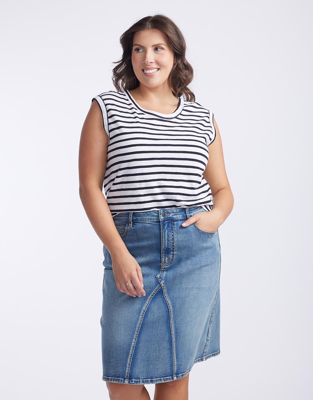 White & Co. - Cali Tank Top - Black/White Stripe - White & Co Living Tees & Tanks